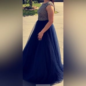 Navy blue maxi prom dress